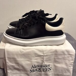 Alexander McQueen Black and White Leather Platform Sneakers